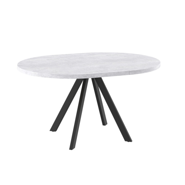 Стол RONDO-110, круглый раздвижной 110(145), СЕРЫЙ СЛАНЕЦ/ЧЕРНЫЙ RONDO 110